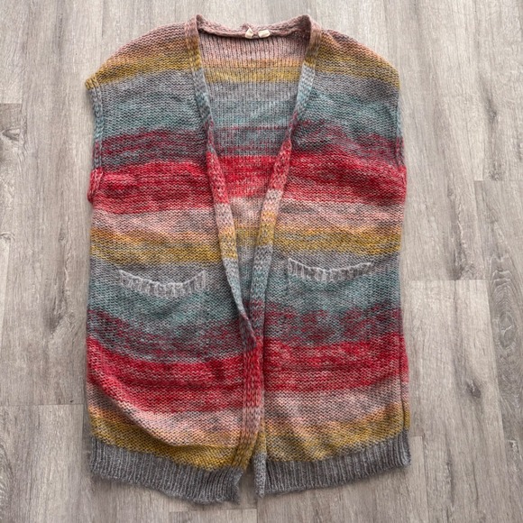 Moth Sweaters - Moth Anthropologie Sweater Vest XS/S Multicolor Stripe Open Front Knit Italy